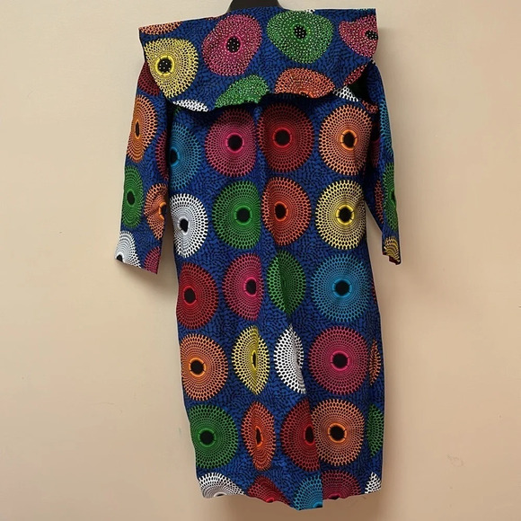 Kweenzyafrik Vintage Luxury Ankara Multi patterned  studded cape open jacket - Picture 7 of 17